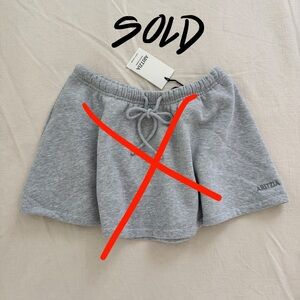 NWT Aritzia Cozy Sweatfleece Mega Skater Skirt - Heather Chrome Grey, Size 2XS